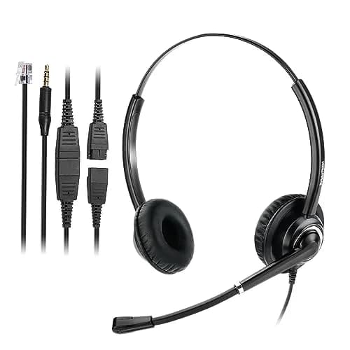 MAIRDI Telephone Headset with RJ9 & 3.5mm Jack | Noise Cancelling Mic for Cisco Phones & PCs thumbnail 1
