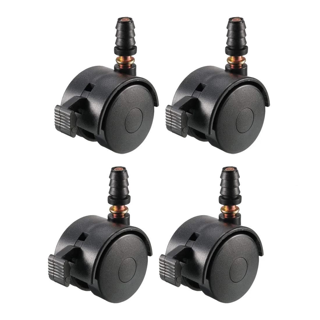 uxcell Swivel Caster Wheels with Brake & Socket 1.5 Inch (39mm) Plastic | Set of 4 — Black