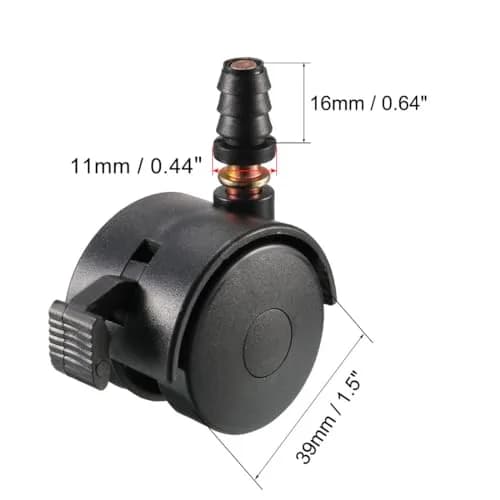 uxcell Swivel Caster Wheels with Brake & Socket 1.5 Inch (39mm) Plastic | Set of 4 thumbnail 2