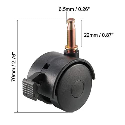 uxcell Swivel Caster Wheels with Brake & Socket 1.5 Inch (39mm) Plastic | Set of 4 thumbnail 3
