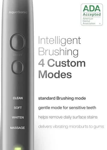 Aquasonic Vibe Series Ultra-Whitening Toothbrush Charcoal Metallic | ADA Accepted Electric Toothbrush with 8 Brush Heads & Wireless Charging thumbnail 4