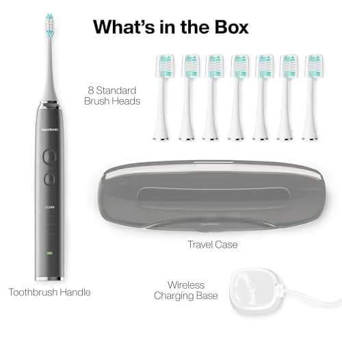 Aquasonic Vibe Series Ultra-Whitening Toothbrush Charcoal Metallic | ADA Accepted Electric Toothbrush with 8 Brush Heads & Wireless Charging thumbnail 7