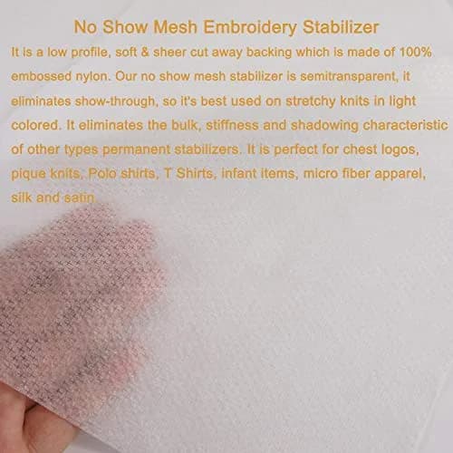 New brothread No Show Mesh Embroidery Stabilizer 10" x 10 Yd Roll | Permanent Support for Stretchy Knits thumbnail 3