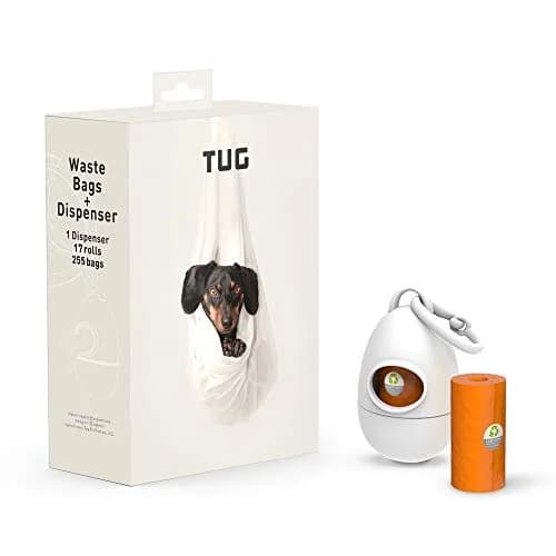 TUG Dog Waste Bag Dispenser with Poop Bags, White, 17 Rolls | Leak-Proof, Eco-Friendly, Large Size thumbnail 1