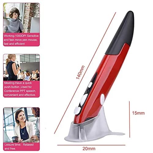lychee Wireless Optical Pocket Pen Mouse Red | Ergonomic Design for Presentations & Travel thumbnail 7