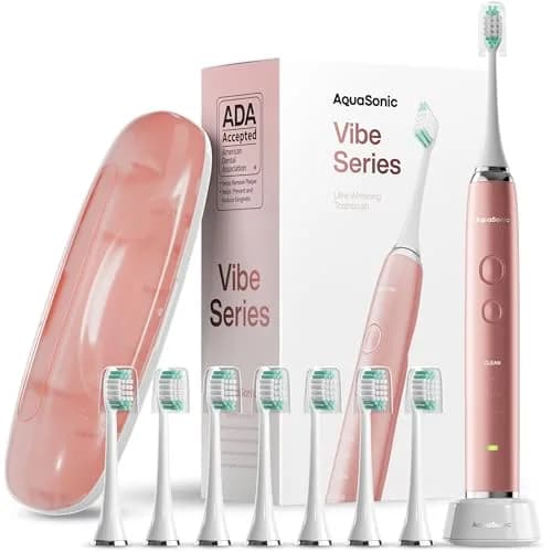 Aquasonic Vibe Series Ultra-Whitening Toothbrush – ADA Accepted Electric Toothbrush 1 Count (Pack of 1) | 40,000 VPM Motor & Wireless Charging thumbnail 1