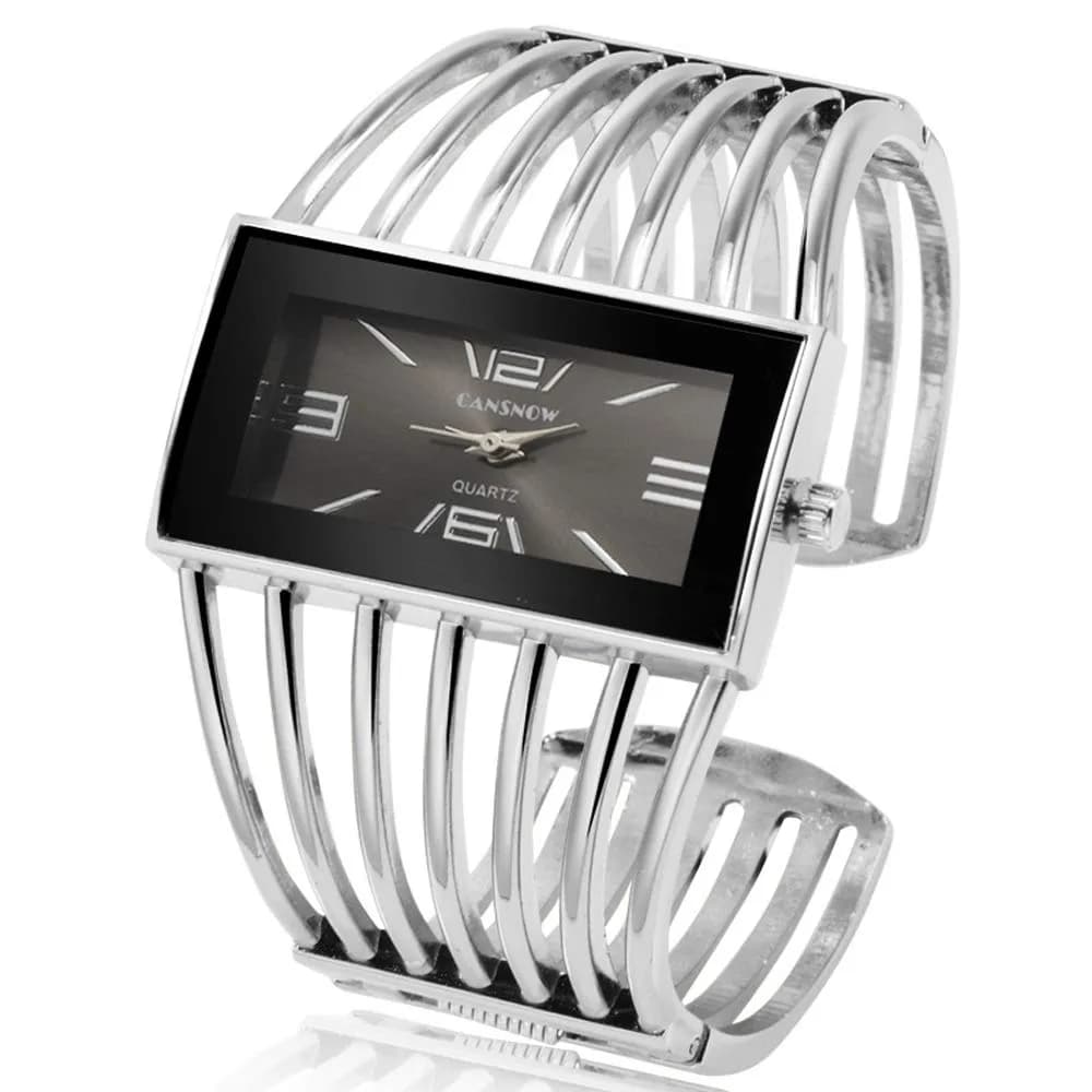 Weicam Women's Quartz Watch Silver Rectangular Dial Hollow Bracelet 38mm Case | Luxury Analog Watch for Ladies - main product image