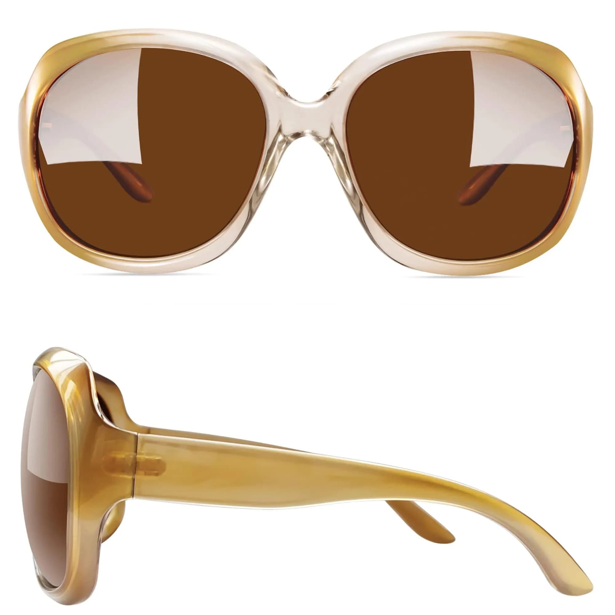 Joopin Oversized Champagne Brown Butterfly Sunglasses for Women | Polarized UV400 Protection - view 2
