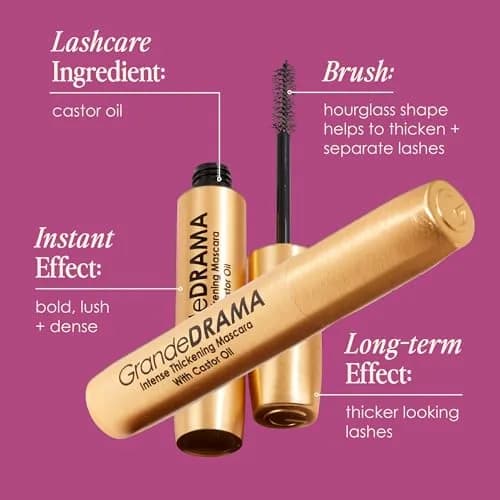 Grande Cosmetics GrandeDRAMA Intense Thickening Mascara 0.3 Fl Oz | Lush, Dense, Glossy Lashes with Castor Oil thumbnail 7