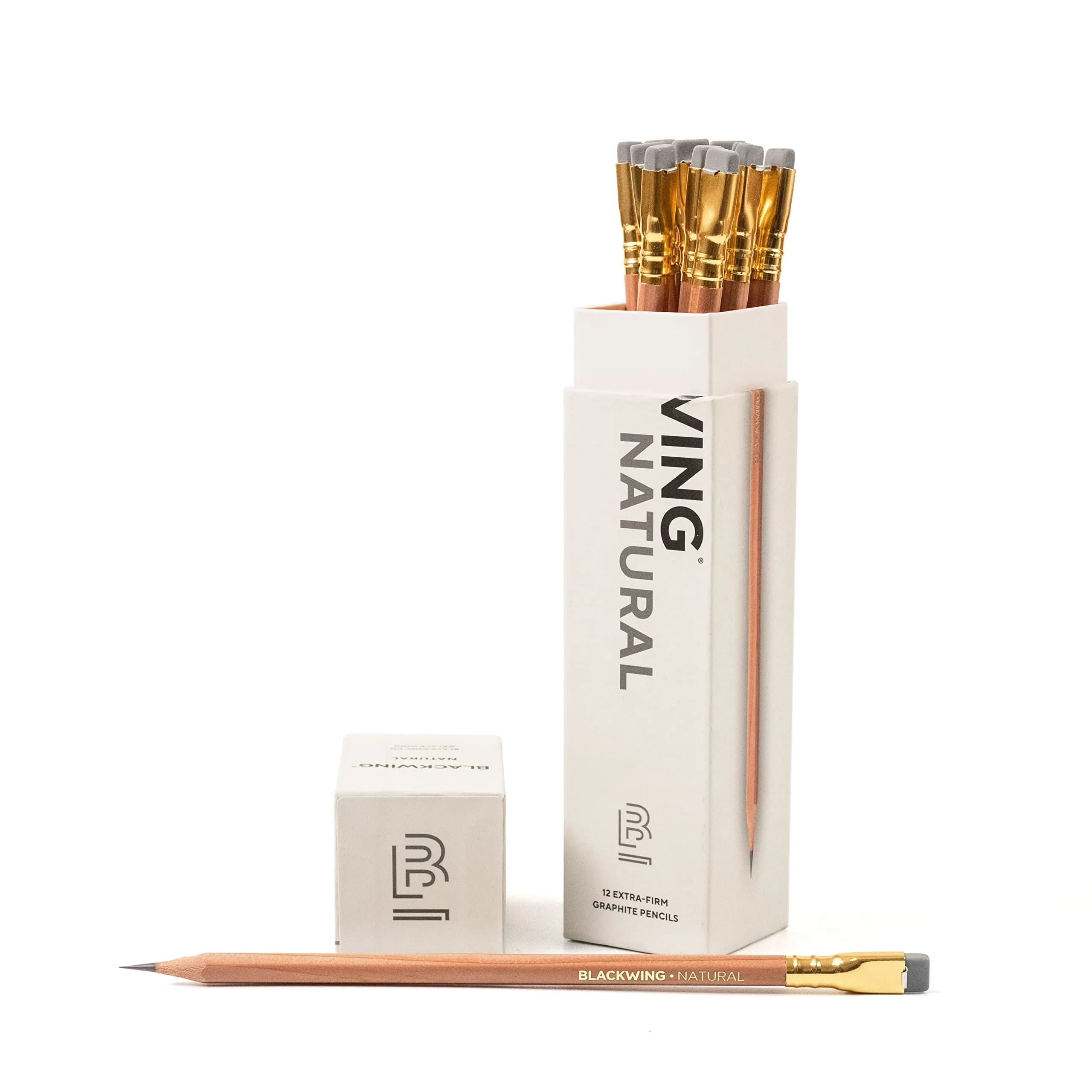 Blackwing 602 Pencils Firm Japanese Graphite Gunmetal Gray 0.8cm (0.3in) | Iconic Heritage Writing Instrument — Natural Wood / HB