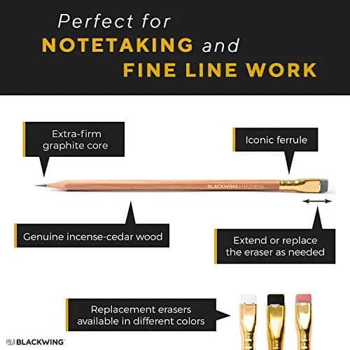 Blackwing Natural Pencils Extra-Firm Graphite 12 Count | Japanese Graphite for Precise Lines thumbnail 3