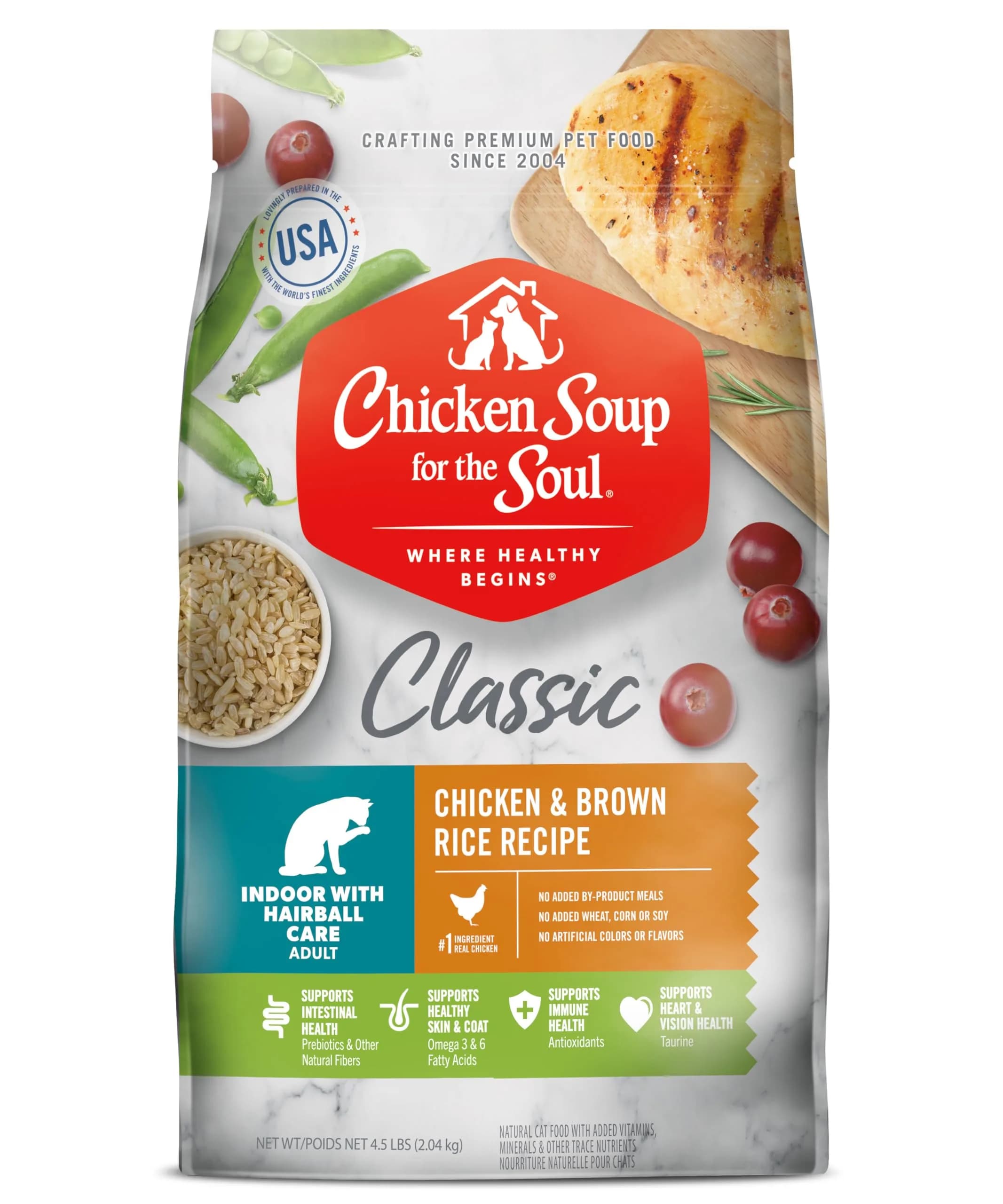 Chicken Soup for the Soul Indoor Cat Food 4.5lb | Supports Hairball & Digestive Health