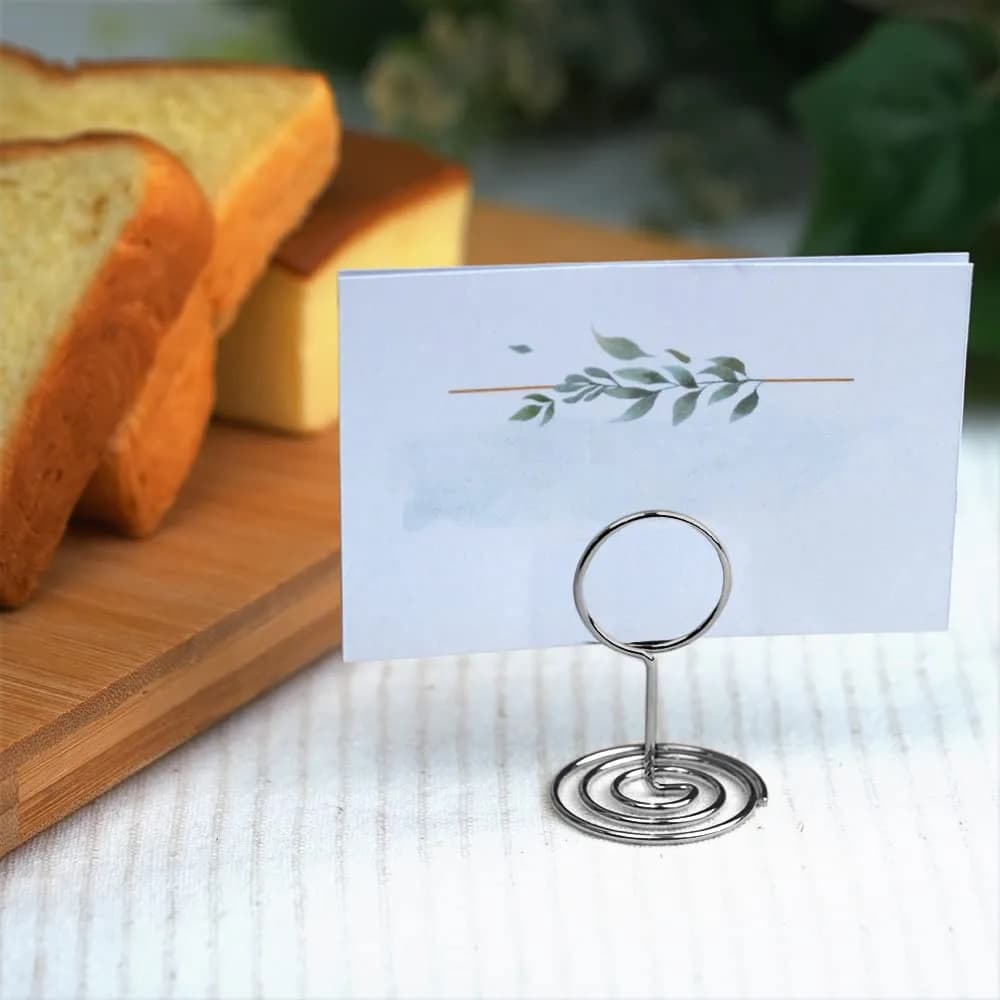 Jofefe Silver 20pcs Mini Place Card Holders with Ring Design | Elegant Table Number Stands for Weddings & Parties