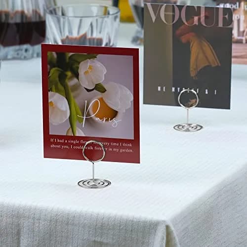 Jofefe Silver 20pcs Mini Place Card Holders with Ring Design | Elegant Table Number Stands for Weddings & Parties thumbnail 7