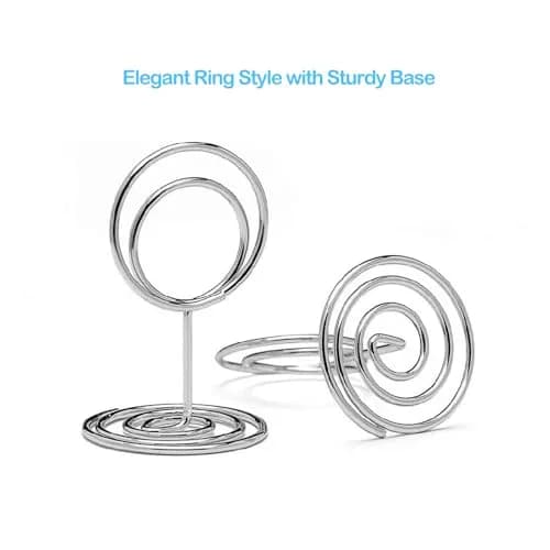 Jofefe Silver 20pcs Mini Place Card Holders with Ring Design | Elegant Table Number Stands for Weddings & Parties thumbnail 3