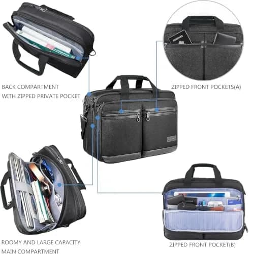 KROSER 17.3 Inch Laptop Computer Bag | Water-Repellent Briefcase with RFID Protection thumbnail 5