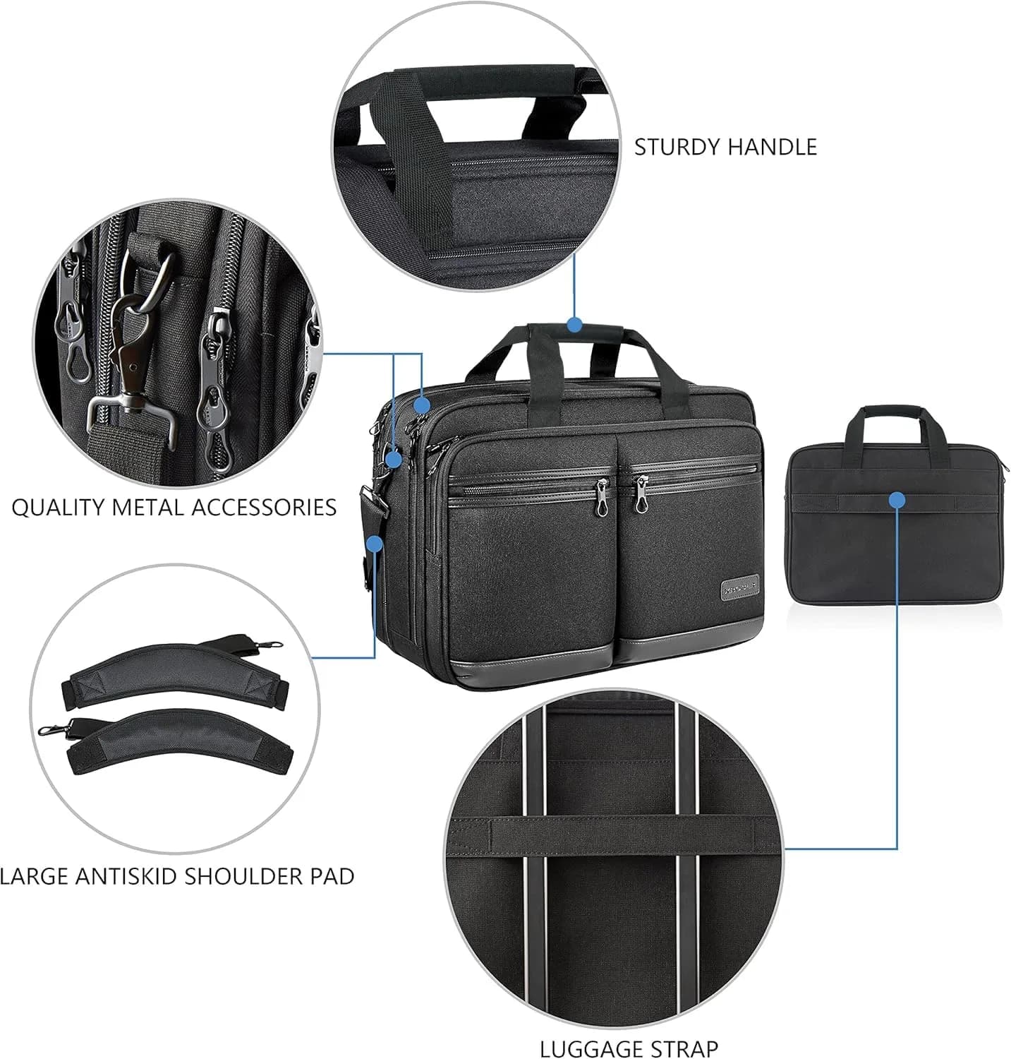 KROSER 17.3 Inch Laptop Computer Bag | Water-Repellent Briefcase with RFID Protection - view 6