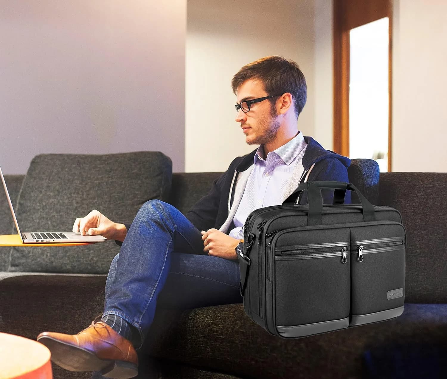 KROSER 17.3 Inch Laptop Computer Bag | Water-Repellent Briefcase with RFID Protection - view 2