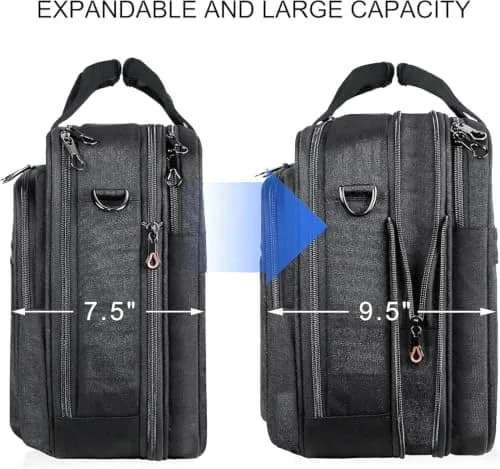 KROSER 17.3 Inch Laptop Computer Bag | Water-Repellent Briefcase with RFID Protection thumbnail 3