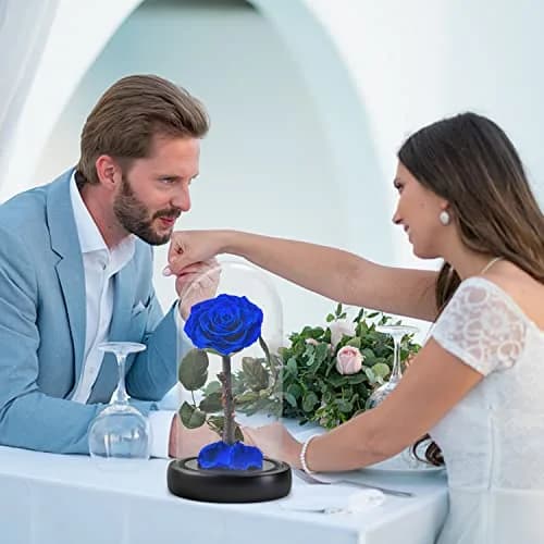 SW Forever Preserved Real Rose Flower in Glass Dome with Gift Box | Blue Eternal Rose for Mom Women, Valentine's Day, Anniversary thumbnail 4