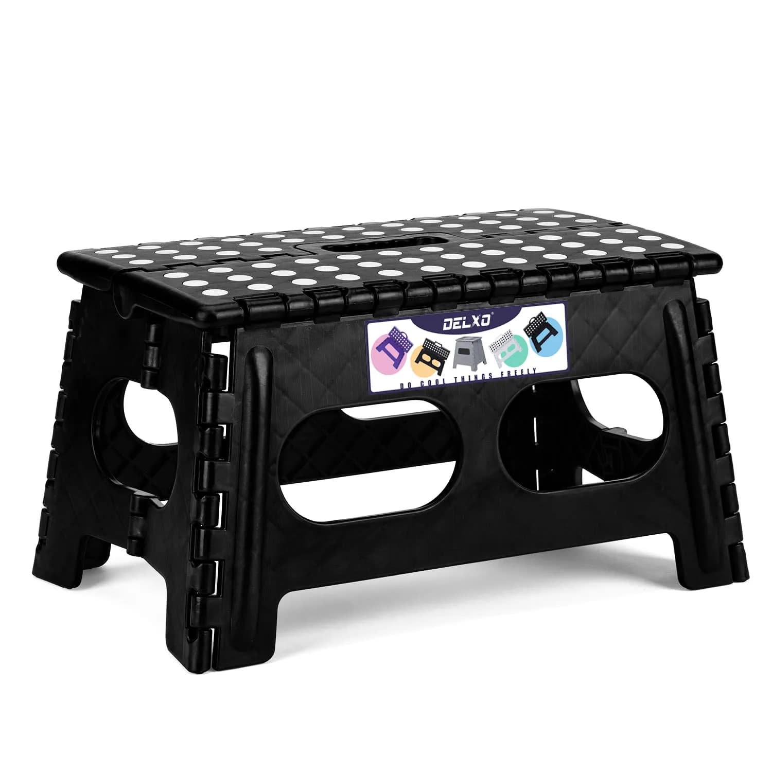 Delxo Folding Step Stool 9 inch (22.86 cm) | Extra Wide 15-inch Platform for Kids & Adults, 300 Lbs Capacity - main product image
