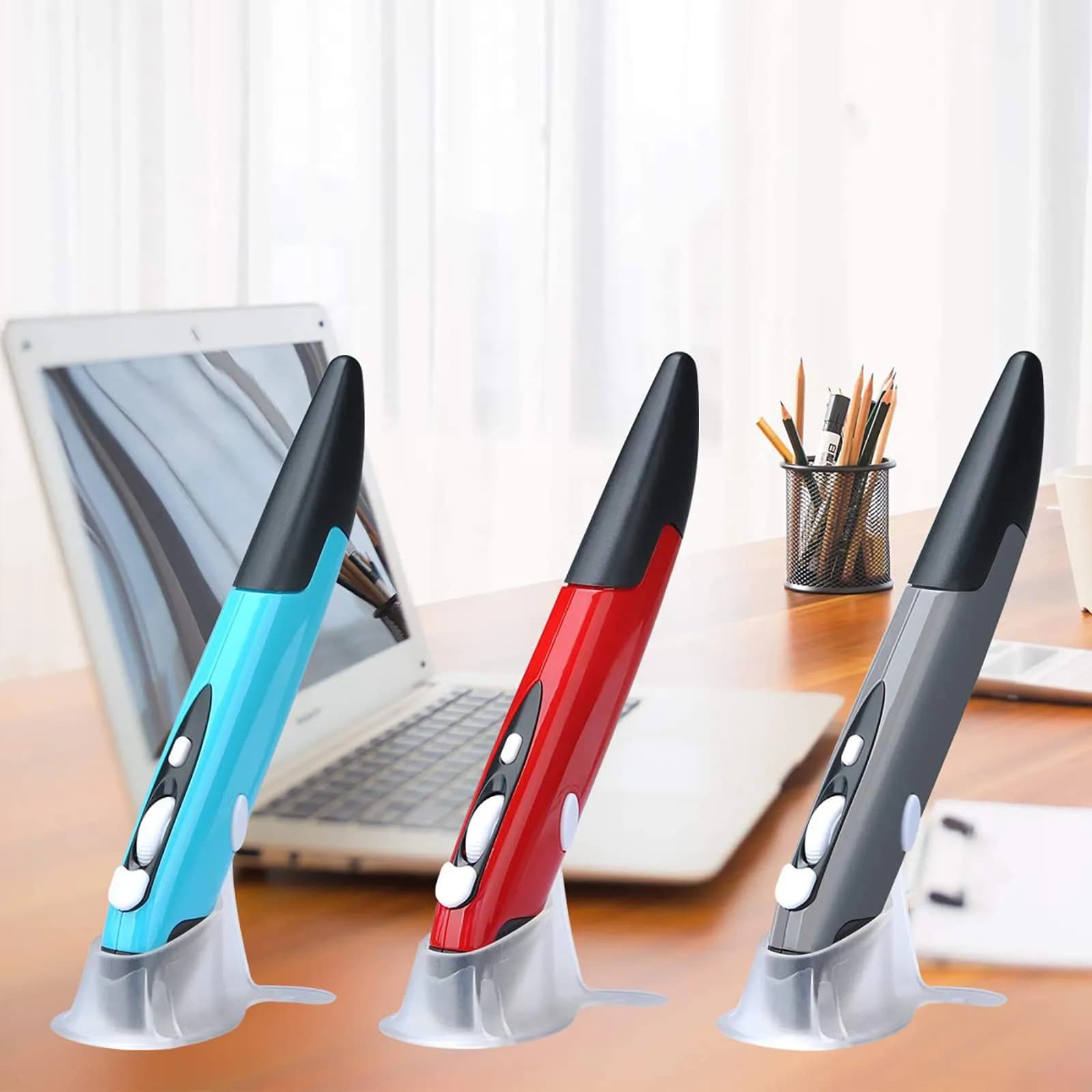 lychee Wireless Optical Pocket Pen Mouse Blue | 1600 DPI Adjustable, 2.4GHz USB Receiver, Ergonomic Design - view 6