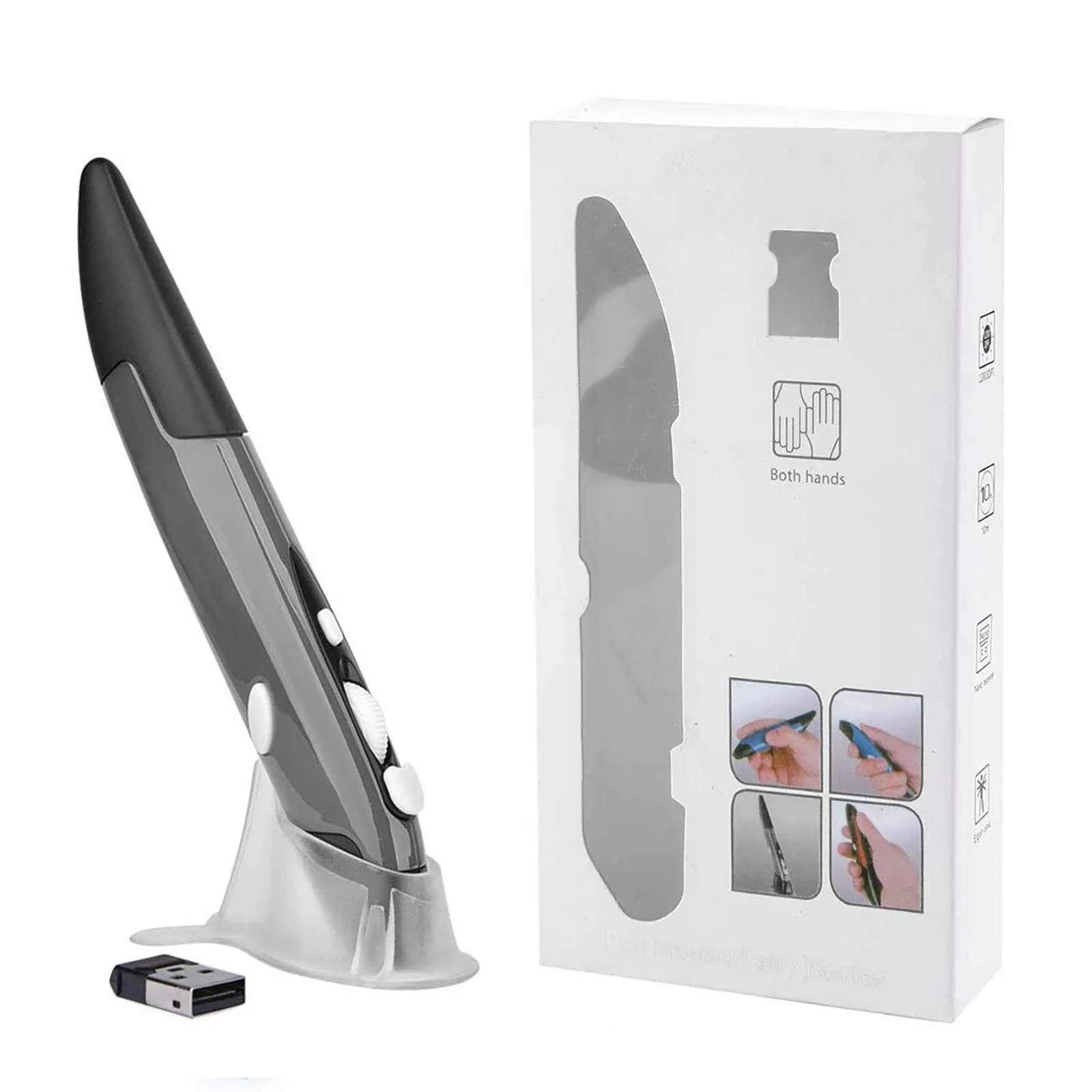 lychee Wireless Optical Pocket Pen Mouse Grey | 1600 DPI Adjustable for PC Laptop Notebook Computer Mac - view 7