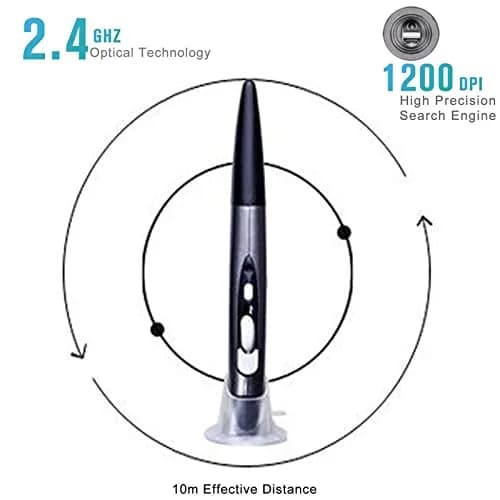 lychee Wireless Optical Pocket Pen Mouse Grey | 1600 DPI Adjustable for PC Laptop Notebook Computer Mac thumbnail 2