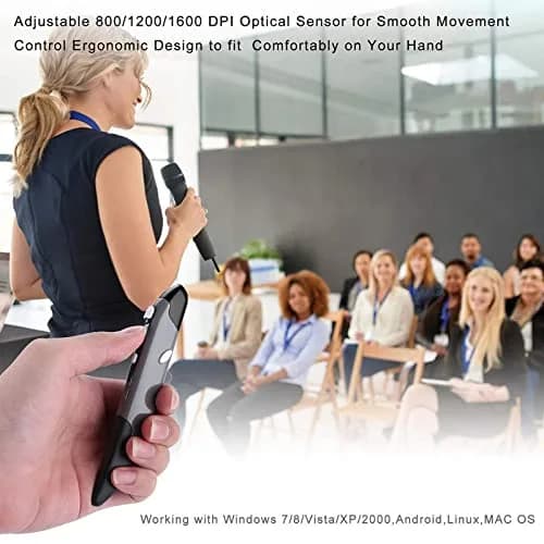 lychee Wireless Optical Pocket Pen Mouse Grey | 1600 DPI Adjustable for PC Laptop Notebook Computer Mac thumbnail 3