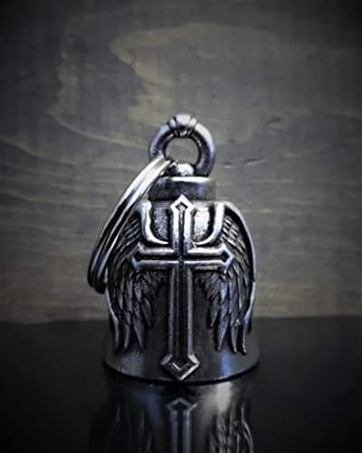 Bravo Bells Cross Wing Motorcycle Biker Ride Bell Keychain | Good Luck Charm thumbnail 4