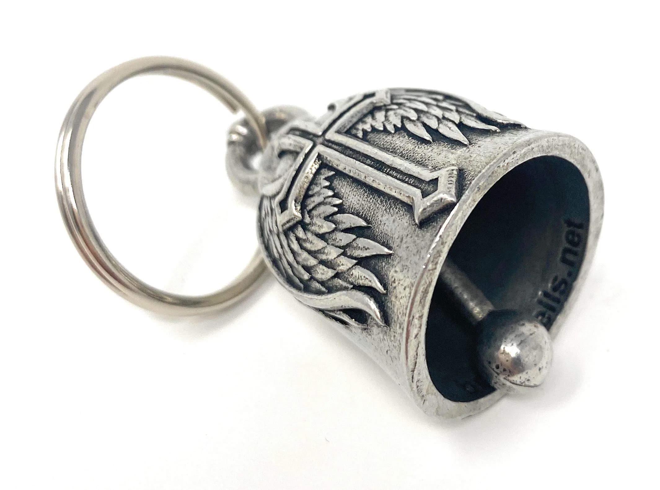 Bravo Bells Cross Wing Motorcycle Biker Ride Bell Keychain | Good Luck Charm - view 2