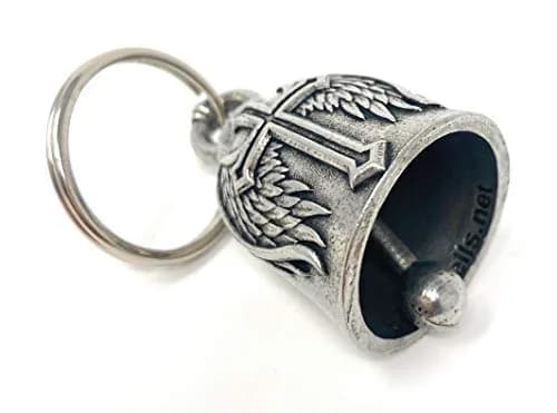 Bravo Bells Cross Wing Motorcycle Biker Ride Bell Keychain | Good Luck Charm thumbnail 2
