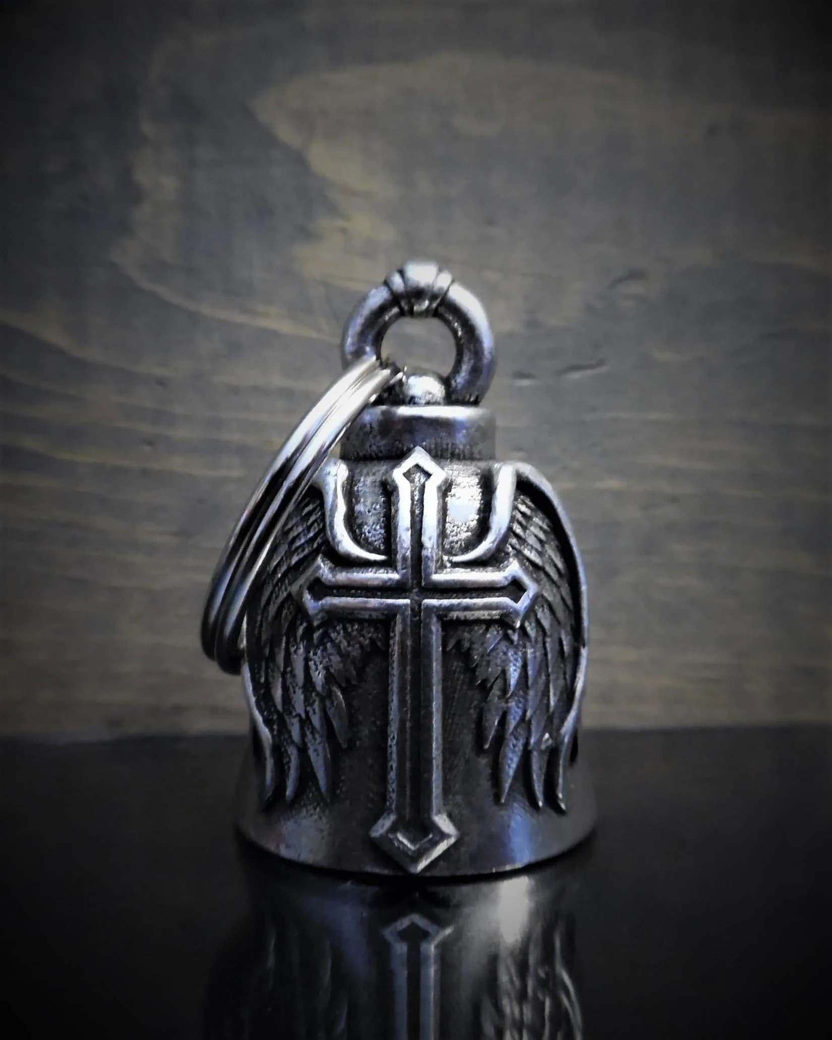 Bravo Bells Cross Wing Motorcycle Biker Ride Bell Keychain | Good Luck Charm - view 4