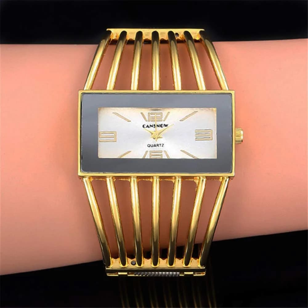 Weicam Women's Quartz Watch with Rectangular Dial & Gold Alloy Bracelet (38mm Case) | Luxury Analog Wristwatch for Ladies - view 2