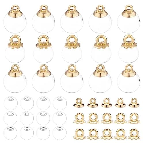 PH PandaHall 30pcs 16mm Clear Glass Globe Bottle Wish Glass Ball Bottles for DIY Pendant Charms Stud Earring Making thumbnail 1