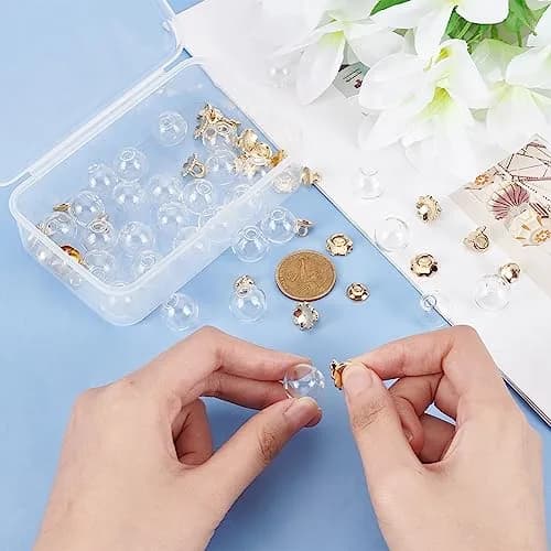 PH PandaHall 30pcs 16mm Clear Glass Globe Bottle Wish Glass Ball Bottles for DIY Pendant Charms Stud Earring Making thumbnail 7