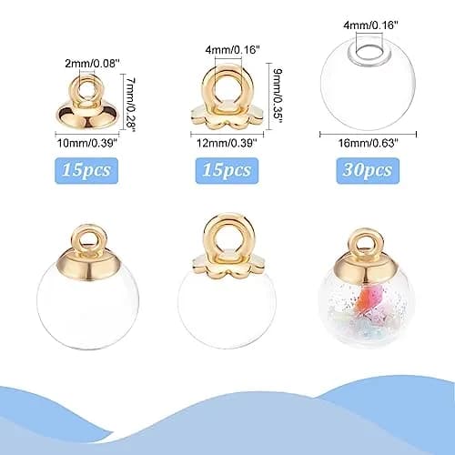 PH PandaHall 30pcs 16mm Clear Glass Globe Bottle Wish Glass Ball Bottles for DIY Pendant Charms Stud Earring Making thumbnail 4
