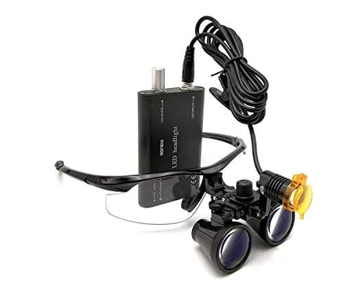 EAST 3.5X 420mm Surgical Binocular Loupes & LED Head Light | Optical Glass, 15000+ Lux, 5+ Hour Battery (Black) thumbnail 3