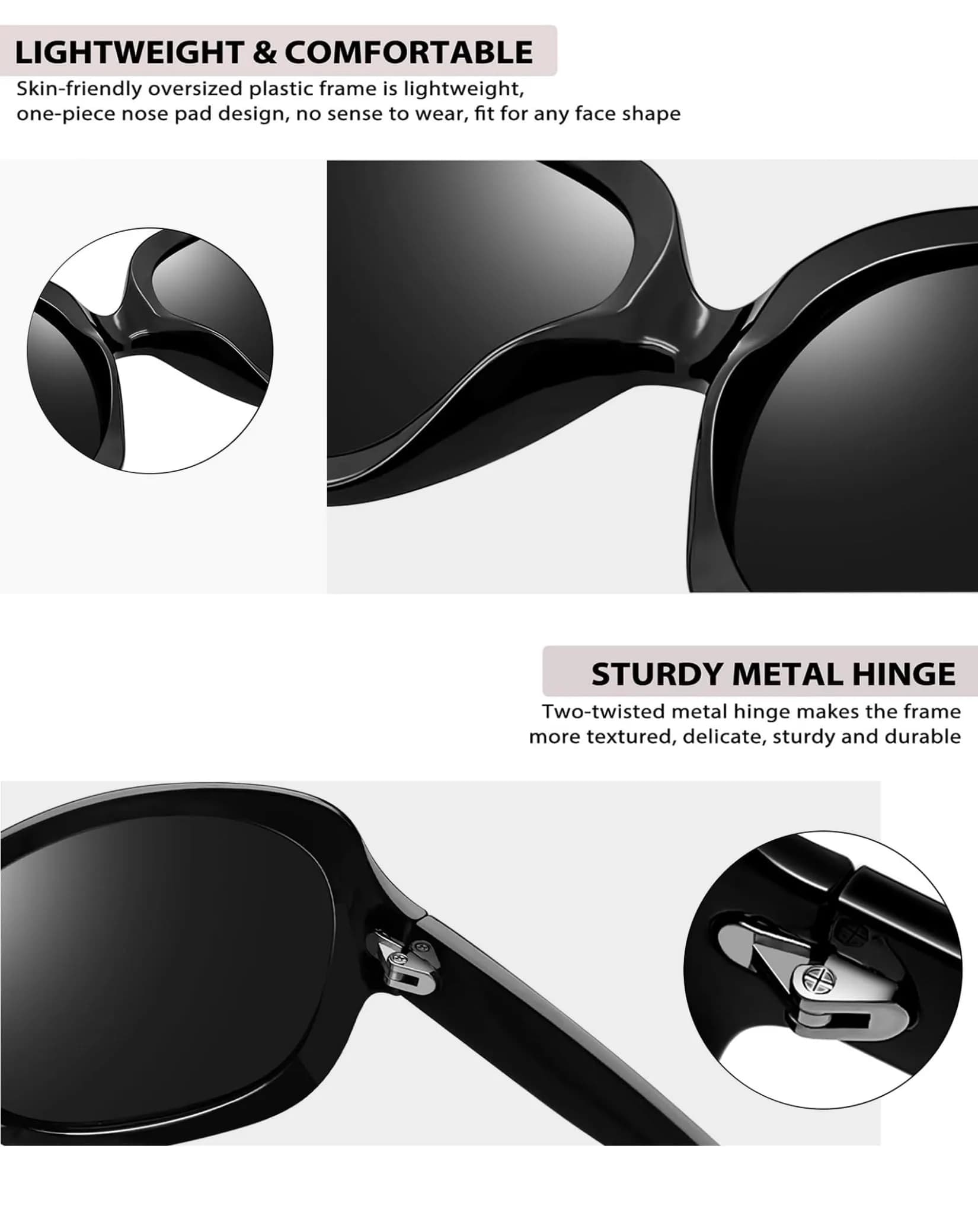 Joopin Oversized Butterfly Sunglasses for Women | Polarized UV400 Protection - view 4