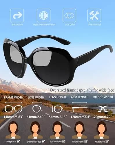 Joopin Oversized Butterfly Sunglasses for Women | Polarized UV400 Protection thumbnail 3