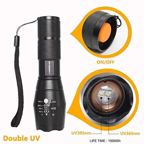 DARKBEAM UV 365nm & 395nm Dual Black Light Woods lamp Blacklight Flashlight | Detects Stains & Currency thumbnail 3