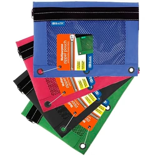 BAZIC PRODUCTS 3-Ring Pencil Pouch with Mesh Window | Durable Organizer for School & Office thumbnail 1