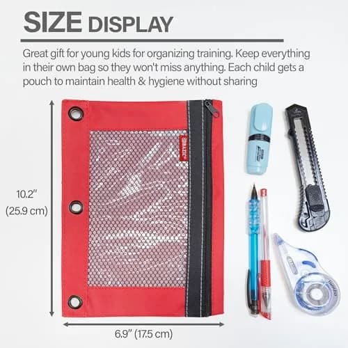 BAZIC PRODUCTS 3-Ring Pencil Pouch with Mesh Window | Durable Organizer for School & Office thumbnail 2