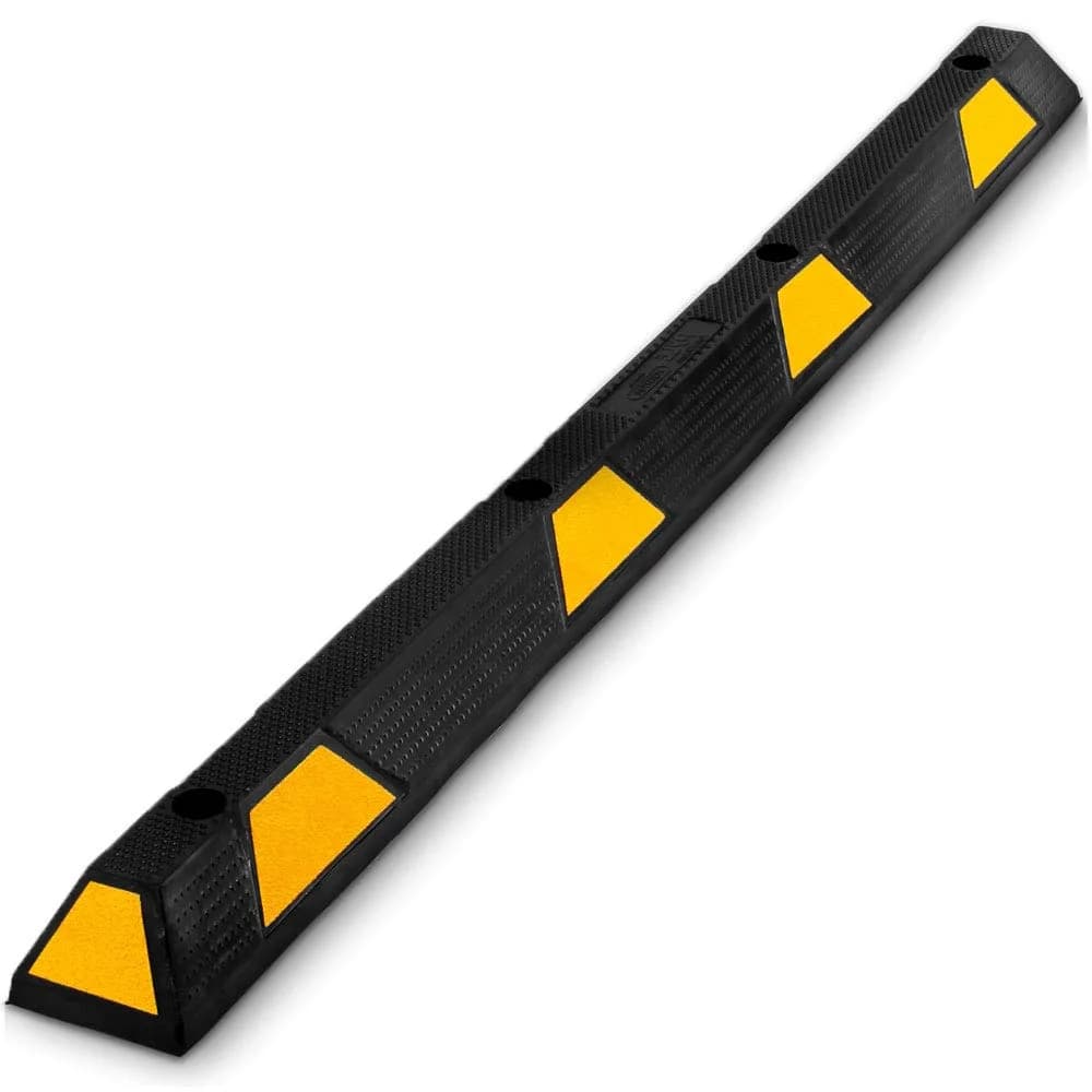Pyle Heavy Duty Rubber Parking Lot Stopper 72 Inch | Extra Wide Vehicle Wheel Stop for Garage & Driveway — Black