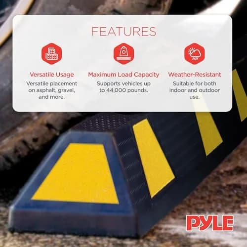 Pyle Heavy Duty Rubber Parking Lot Stopper 72 Inch | Extra Wide Vehicle Wheel Stop for Garage & Driveway thumbnail 2