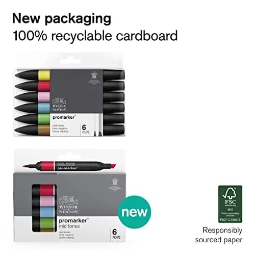 Winsor & Newton ProMarker Set, 6 Count, Landscape | Alcohol-Based Ink Markers for Drawing & Crafting thumbnail 7