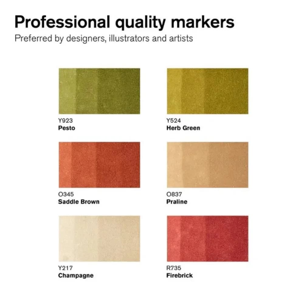 Winsor & Newton ProMarker Set, 6 Count, Landscape | Alcohol-Based Ink Markers for Drawing & Crafting - view 2
