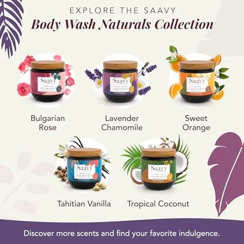 Saavy Naturals Body Scrub - Salt Lavender Extract, Vegan Exfoliant, 12 oz | Gentle for Sensitive Skin, Made in USA thumbnail 7