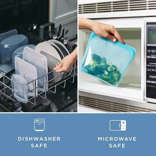 Stasher Stand-Up Mid Reusable Silicone Food Bag 1.7 L (56 oz) | Airtight & Leak-Free for Indian Kitchens thumbnail 7