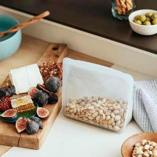 Stasher Stand-Up Mid Reusable Silicone Food Bag 1.7 L (56 oz) | Airtight & Leak-Free for Indian Kitchens thumbnail 2